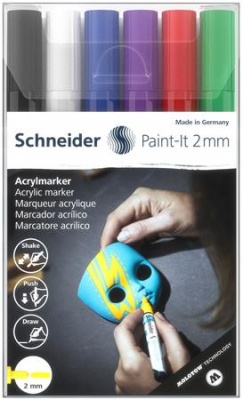 Dekormarker készlet, akril, 2 mm, SCHNEIDER "Paint-It 310", 6 különböző szín